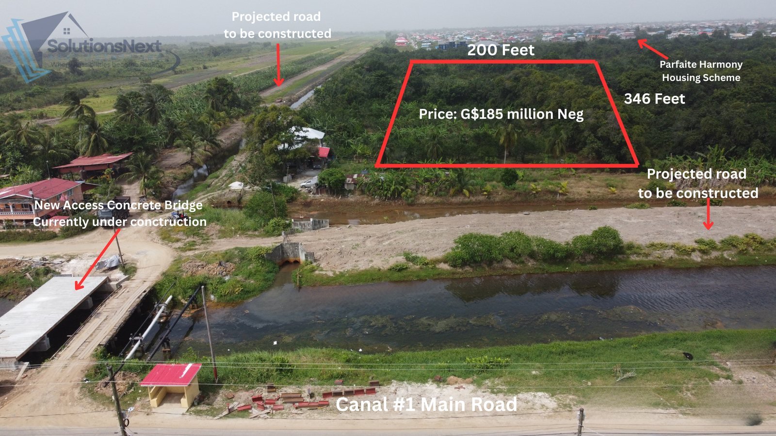 1.575-Acre Multi-Use Land for Sale in Lust-En-Rust, Canal No. 1 – GYD $185M
