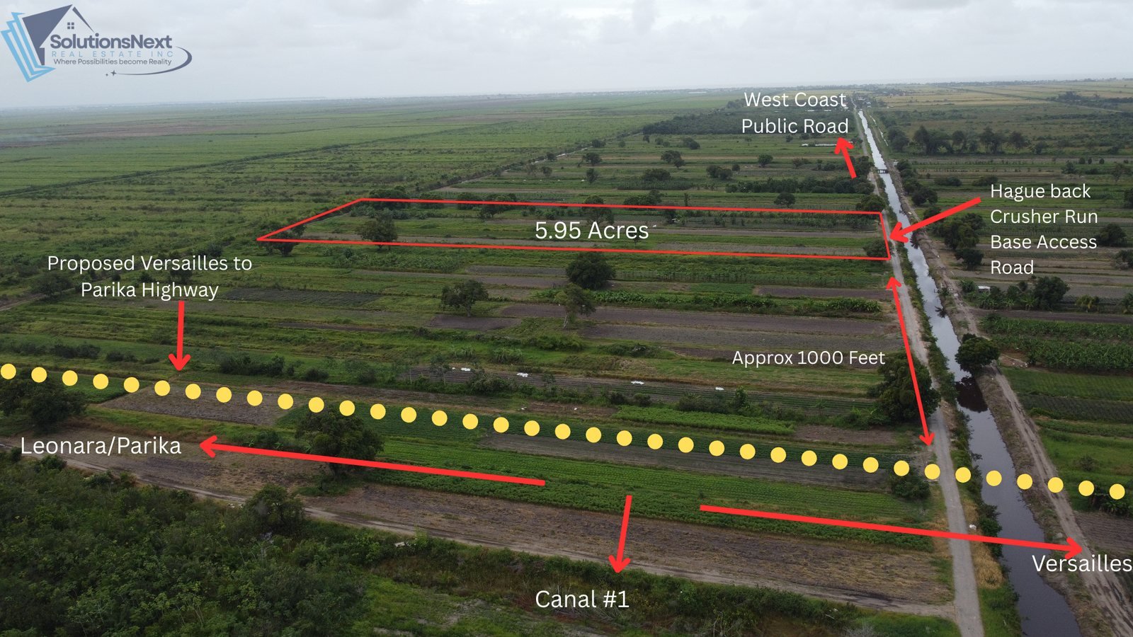 5.95-Acre Commercial & Industrial Land for Sale in Hague Backdam – GYD $175M