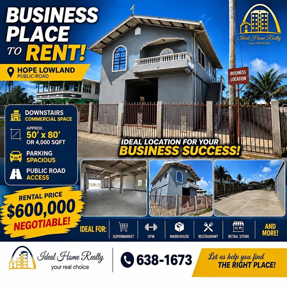 Commercial space for rent – Hope Lowland Public Road – Ideal Home Realty